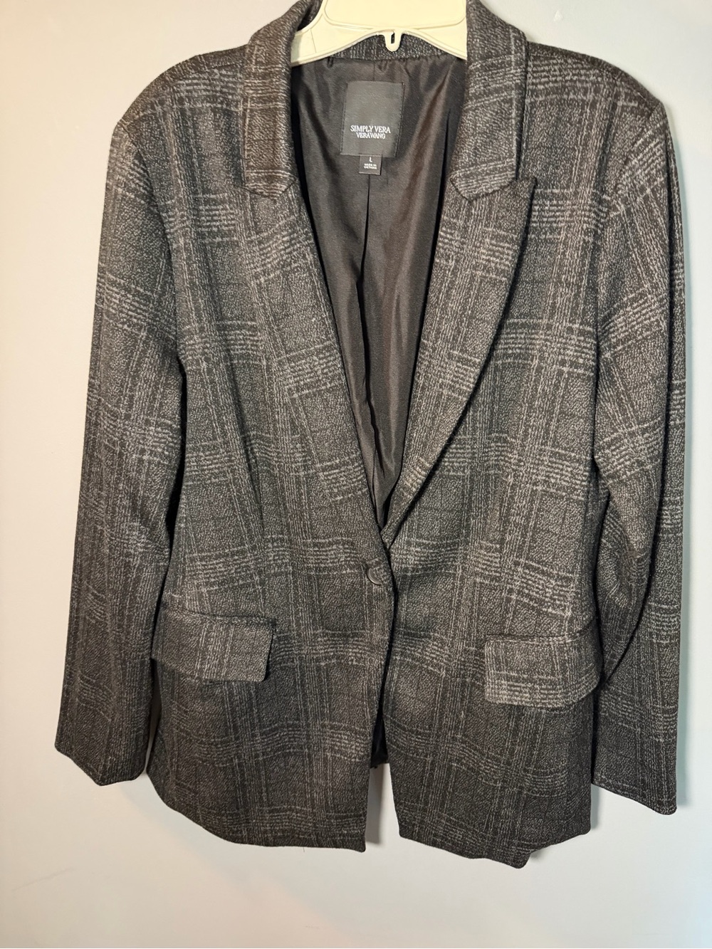 Simply Vera Vera Wang Gray Plaid Tailored Blazer